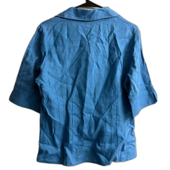 Women's Lafayette 148 Button Down 3/4 Sleeve 100% LinenTop Size 12 - Picture 2 of 5